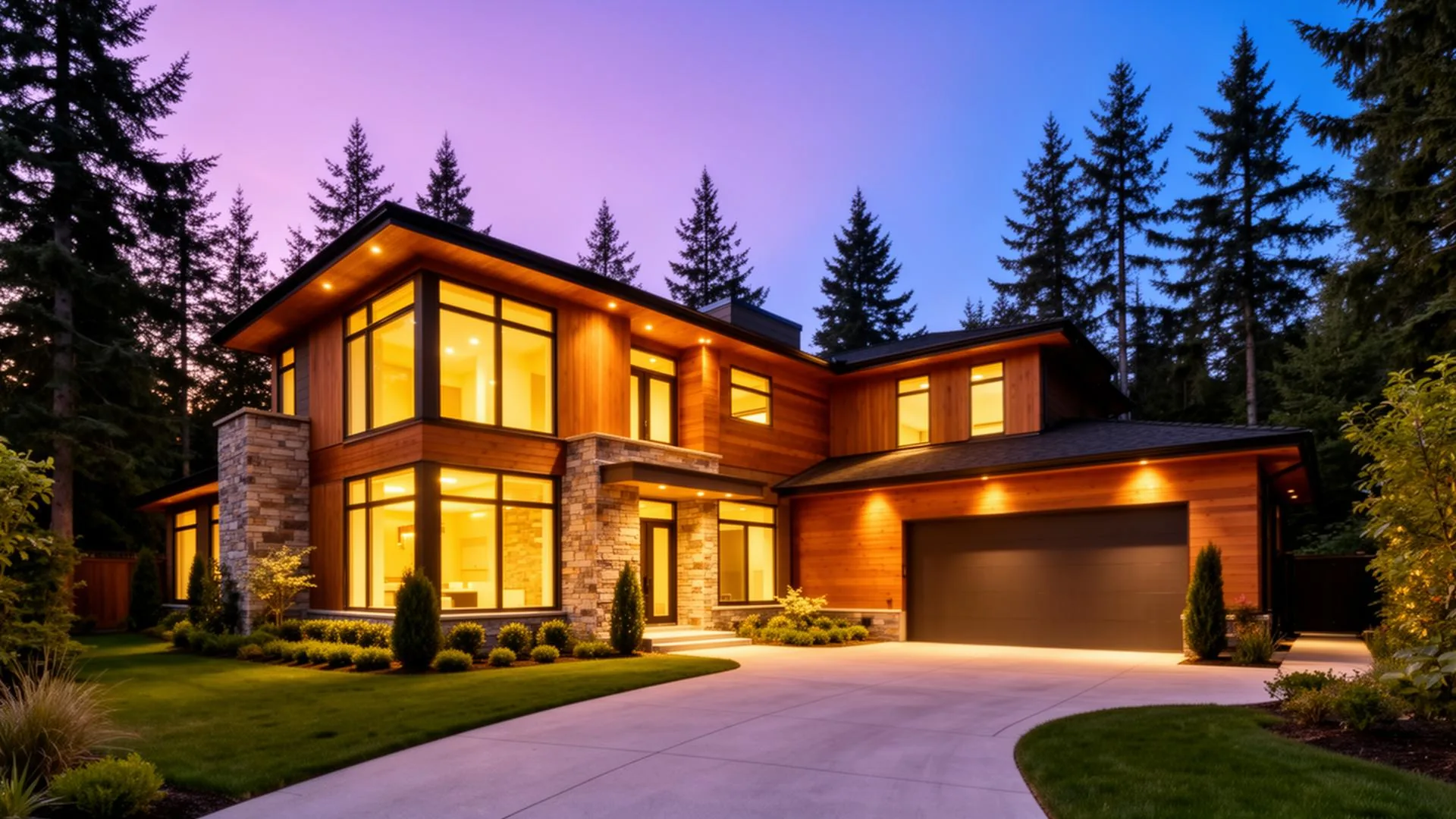 Modern custom-built home at dusk by BuildForge in Hamilton Ontario